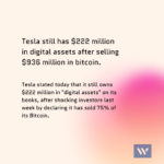 Tesla still has $222 million in digital assets after selling $936 million in bitcoin.