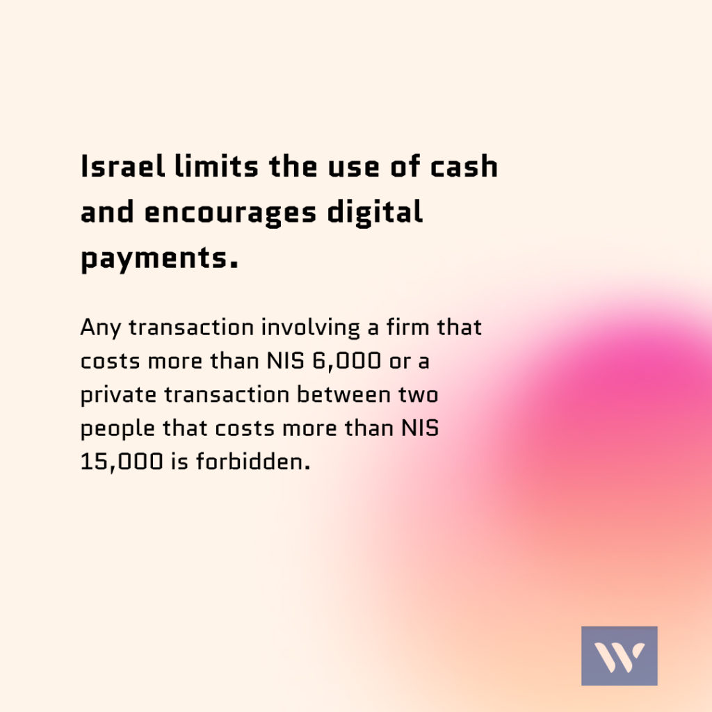 Israel limits the use of cash and encourages digital payments.